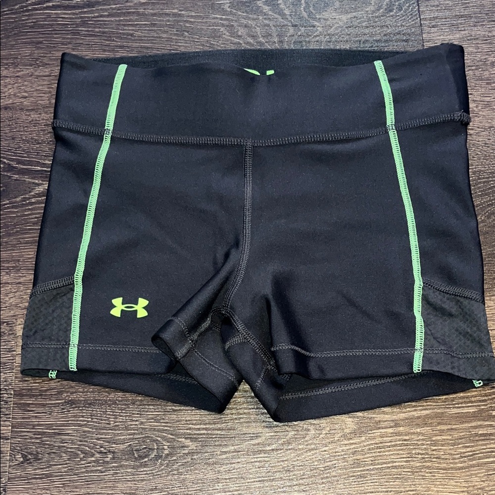 Under Armour Women's Black Shorts with Lime Accents